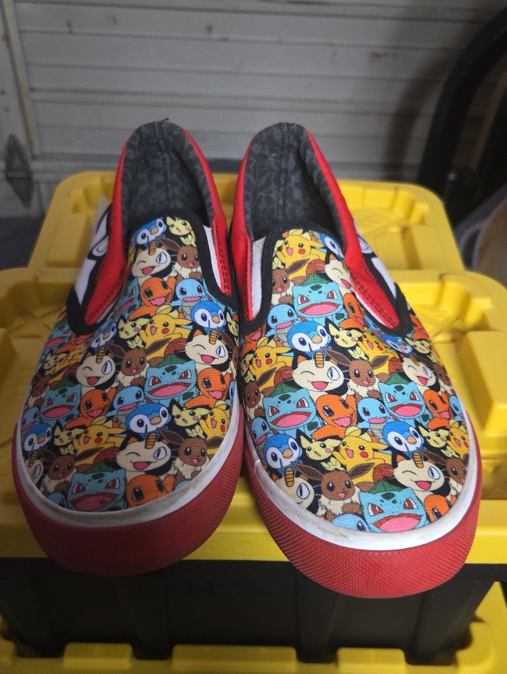 Pokemon Kids Red Multi Character Slip-On Sneakers